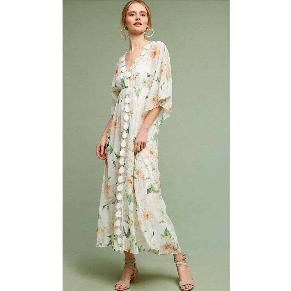 Farm Rio Dahlia Dress Floral Maxi Lace Chiffon